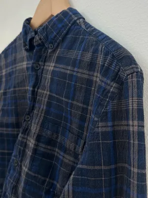 Cropped Blue Plaid Button thumbnail 5