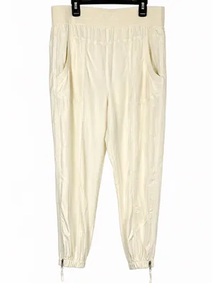 Marrakech Silky Jogger Pants Large Cream Lightweight Relaxed Pull On thumbnail 2