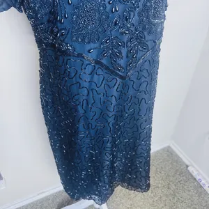 Vintage 90s Laurence Kazar Silk Dress Black fully Beaded Statement Formal XL‎ thumbnail 3