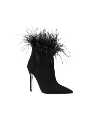Michael Michael Kors Womens Whitby Feather Trim Pointed Toe Booties Black 5M thumbnail 11