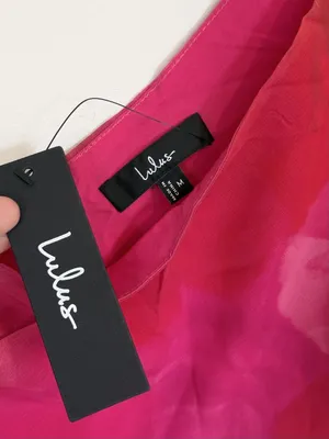 NWT Lulus Pretty Serene Pink Floral One Shoulder Asymmetrical Midi Dress - Med thumbnail 3