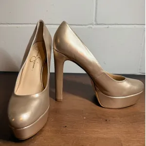 Jessica Simpson Platform Stiletto Heels Gold Metallic Women's Size‎ 8.5 thumbnail 3