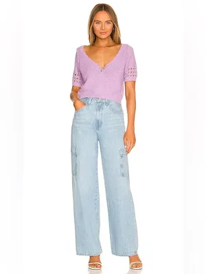FREE PEOPLE Bree Cropped Pullover in Glimmer in Lilac Purple Sz. Medium thumbnail 16