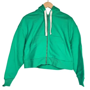 Everlane Organic Cotton Full Zip Hoodie Bright Jade Green Size‎ XXS Cropped thumbnail 1