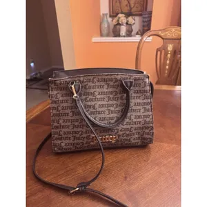 JUICY COUTURE Purse Modern Chic Satchel Bag Chestnut Chino Brown Logo thumbnail 3