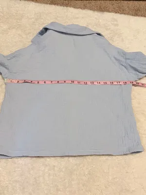 Shein medium Women's Light Blue Gauze Short-Sleeve Top & Shorts Set thumbnail 6