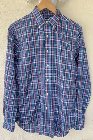 Ralph Lauren Women’s SP Petite Blue Plaid Long Sleeve Button Down Western Prep thumbnail 1