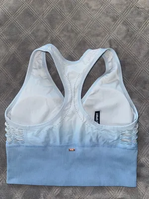 PINK Victoria Secret seamless leggings and top set perforated, light blue thumbnail 5