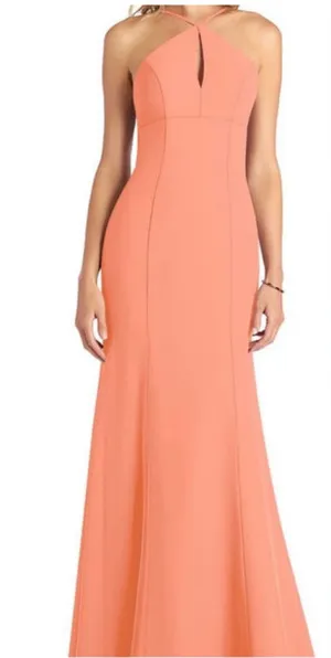 Azazie Livy Dress Size 6 Fuschia Pink Halter Neck Gown thumbnail 1