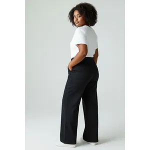 Celebrity Pink Womens Pants Size 2X Black Chino Twill Wide-Leg Hi-Rise Office thumbnail 3