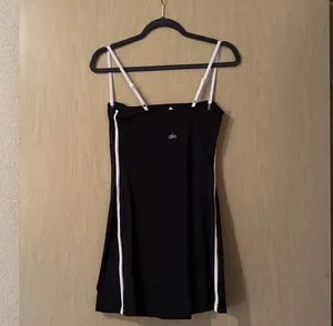 Alo Yoga Black & White Contrast Trim Bodycon Mini Dress thumbnail 2