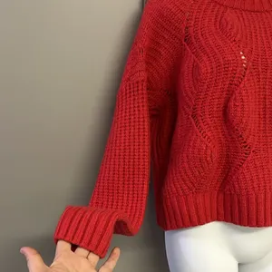 Madewell Women’s Heavy Weight Everett Cable Knit Pullover Red Sweater-Small thumbnail 5
