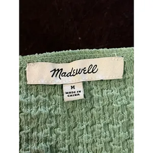 Madewell Shirt Womens Medium Green Textured Square Neck Short Sleeve Knit Top thumbnail 5