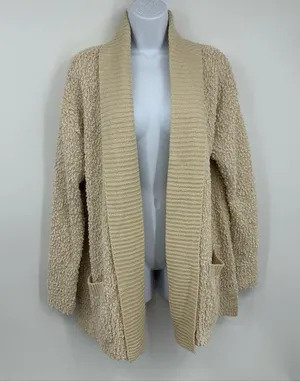 Vintage Style Cream Sweater Cardigan Size Large Boho Fall Cozy Soft Baggy thumbnail 2