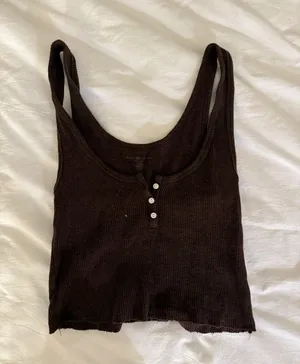 Brandy Melville brown waffle tank top thumbnail 1