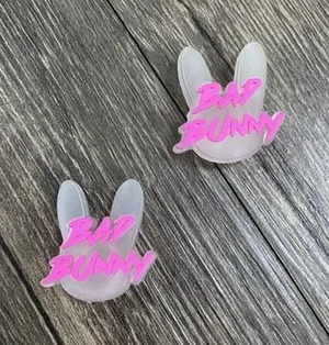 Bad Bunny Glow In Dark Shoe Charms For Crocs Bracelet - 2 Pieces (Variation 3) thumbnail 1