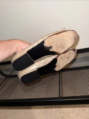 Stuart Weitzman Quilted Ballet Flats in Metallic Beige thumbnail 4