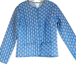 NWOT Japna Blue Floral Quilted Jacket Blue Small thumbnail 5