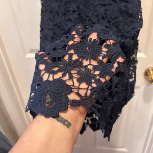 NWT Lulus Full Circle Navy Blue Lace Backless Mini Dress Size M HoCo Prom Formal thumbnail 4