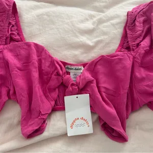 Dippin’ daisy’s pink Marla tie front top NWT thumbnail 3