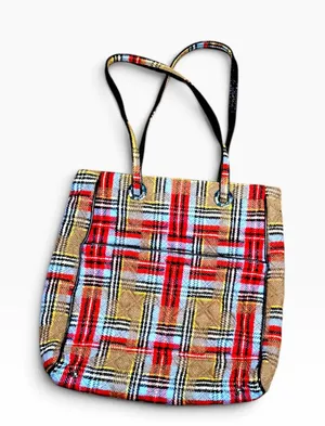 Vera Bradley Highland Plaid Quilted Tote Bag Multicolored Tartan Shoulder Bag thumbnail 1