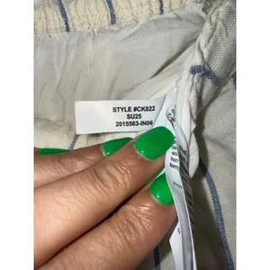 J.Crew Soleil Pant whiteblue stripe linen wide leg draw string CK022 M Lagenlook thumbnail 6