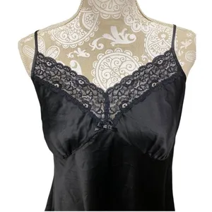 Black Satin Lace Camisole Top Size XL Babydoll Emo Fairygrunge Whimsigoth thumbnail 4
