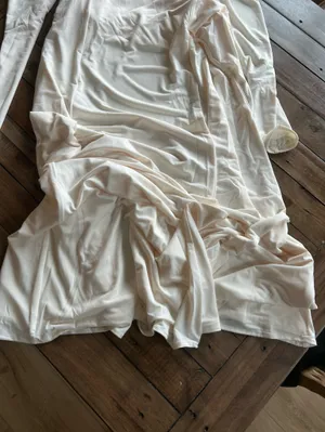 NWT Meshki Desirie Slinky Long Sleeve Maxi Slit Ivory Dress L thumbnail 8