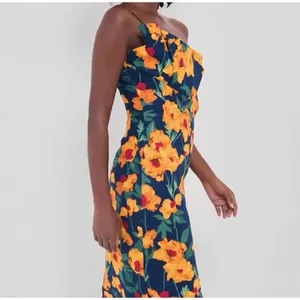 NWT Hyacinth House Margot Floral One Shoulder Maxi Dress S Marigold thumbnail 4