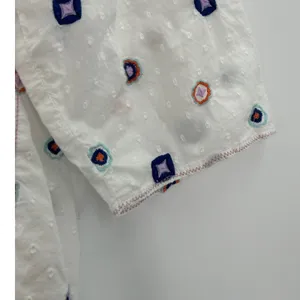 White Stuff Rae Embroidered Textured Boho Organic Cotton Blouse Top‎ Size 12 thumbnail 7