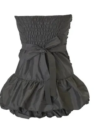 Zemeta Black Rose Strapless Ruched Rosette Bubble Mini Dress XS 3D thumbnail 12