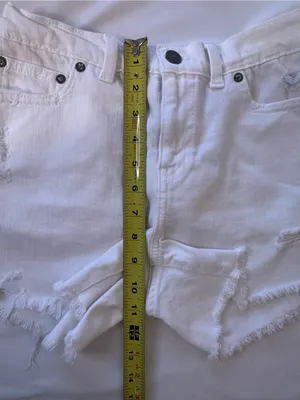 aerie White Distressed Denim Cutoff Shorts thumbnail 6