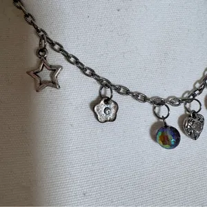 Silver Tone Charm Necklace Womens Jewelry Hearts Stars thumbnail 2