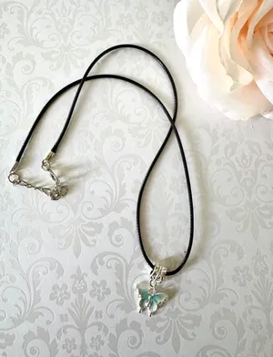 Blue Butterfly Necklace (800) thumbnail 2