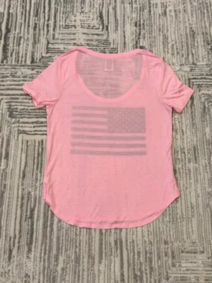 NEW Pink by Victoria's Secret women's medium pink/black USA t-shirt thumbnail 4