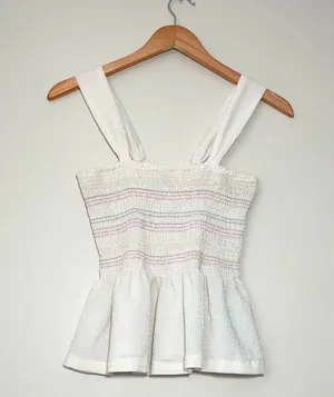 Madewell Rainbow Smocked Peplum Tank thumbnail 1