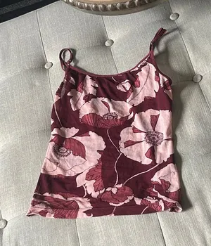 Non Signe Maroon Mesh Floral Cami Tank Size Small thumbnail 1