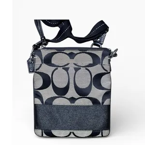 Coach Signature Stripe Swingpack Bag Black Grey‎ Jacquard Crossbody Small Y2K thumbnail 2