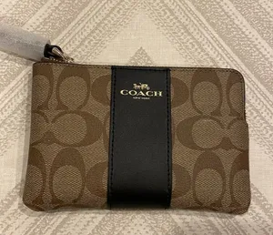 Coach Signature PVC Leather Corner Zipper Wristlet thumbnail 1