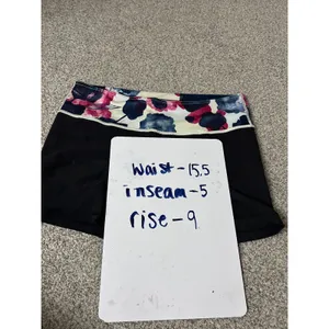 Lululemon Groove Short II‎ Black Floral Waistband Yoga Shorts Size 10 thumbnail 6