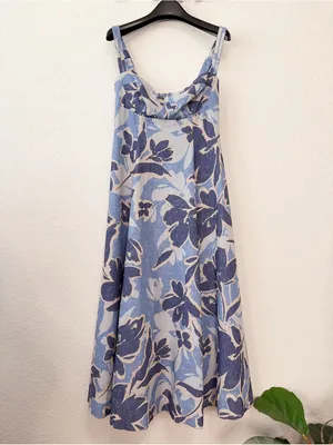 Moon River Spaghetti Strap Midi Dress Blue Multi Small thumbnail 9