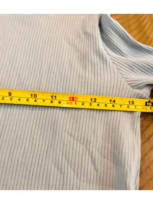 Uniqlo Light Blue Ribbed Mock Neck Top Size Medium thumbnail 8