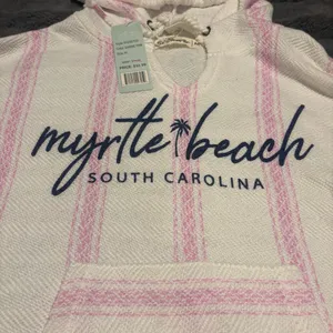 Saltwater Myrtle Beach Pink Stripe Hoodie Shorts Set Medium thumbnail 6