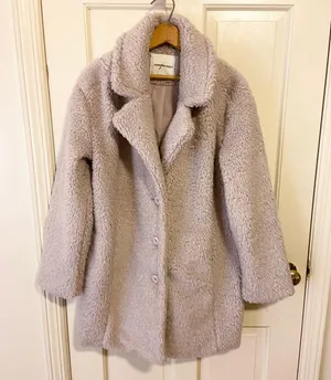 NWOT American eagle purple/gray long teddy jacket thumbnail 2