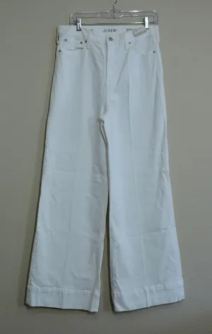 J. Crew Size 29 Wide Leg Trouser Jeans White High Rise NEW Casual Coastal thumbnail 1