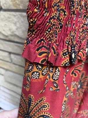 Farm Rio Smocked Jumpsuit in Rust Paisley Leopard Animal Print Size G small thumbnail 12
