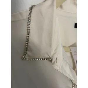Ann Taylor Cream Rhinestone Blouse NWT size MP thumbnail 2