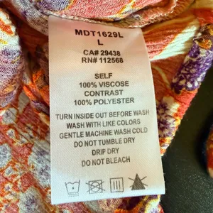 Miss Me Floral Boho Top Large Orange White Crochet Flutter Sleeve Crop Summer thumbnail 5