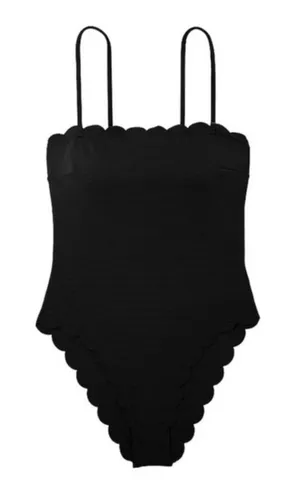 Victoria's Secret Black Scalloped Swim Top thumbnail 1