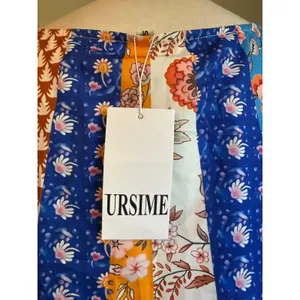 Patchwork Floral Print Maxi Dress coverup Sleeveless Blue Orange boho whimsigoth thumbnail 8